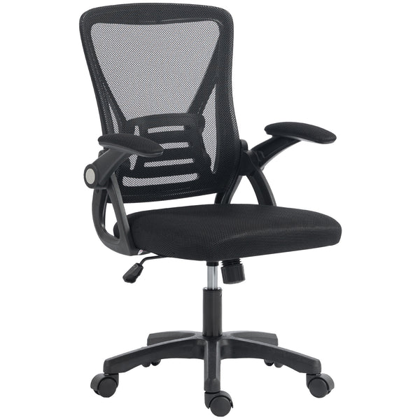 Mesh office chair with flip-up arms, black