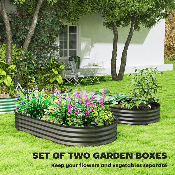 Raised outdoor planter in galvanized steel with metal support, dark grey