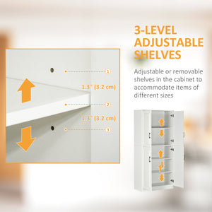 Storage unit with 4 hinged doors and adjustable shelves, white