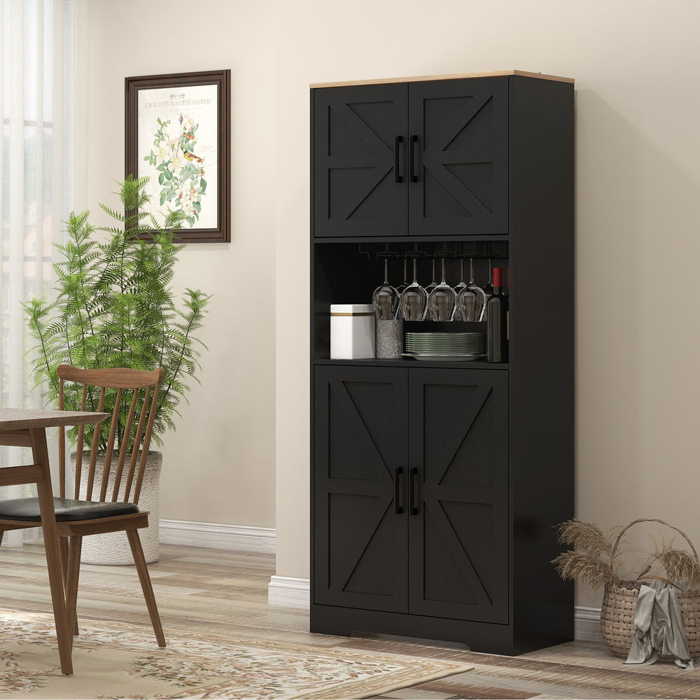 Pantry with wine glass storage, black