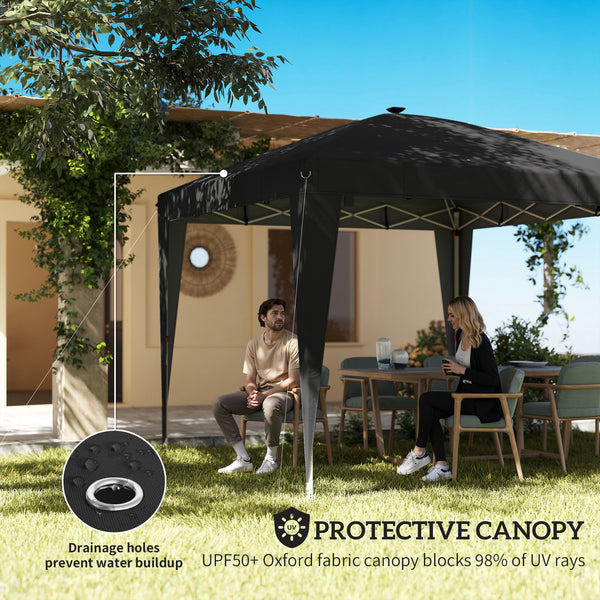 10 x 10 Pop-Up Canopy Tent with Center Light, UPF 50+ Protection, Remote Control, Black