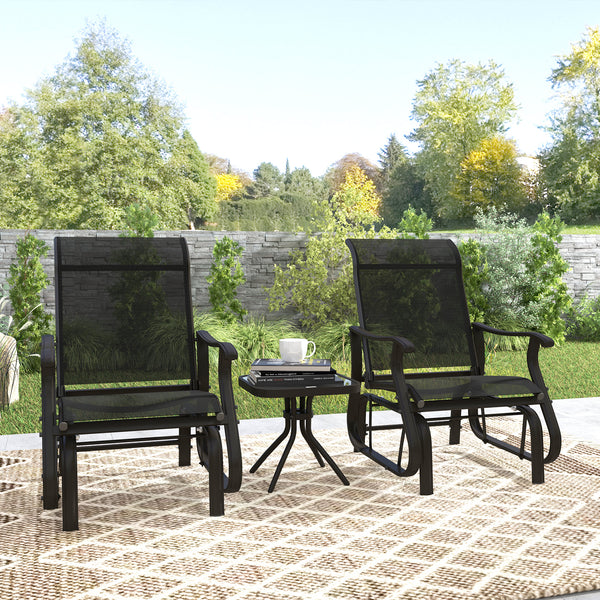 Set of 3 sliding chairs and Bistro tea table, black