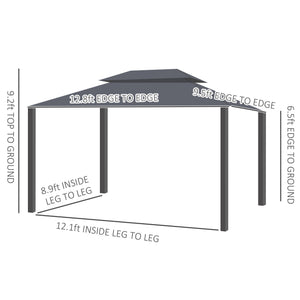 10 x 13 double-roofed gazebo with mosquito net and curtains, black