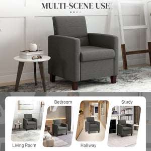 Fabric armchair with seat cushion and non-slip glides, dark grey