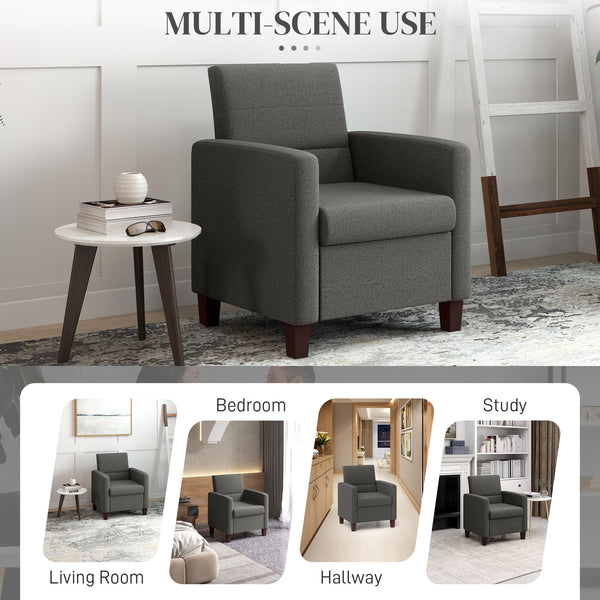 Fabric armchair with seat cushion and non-slip glides, dark grey