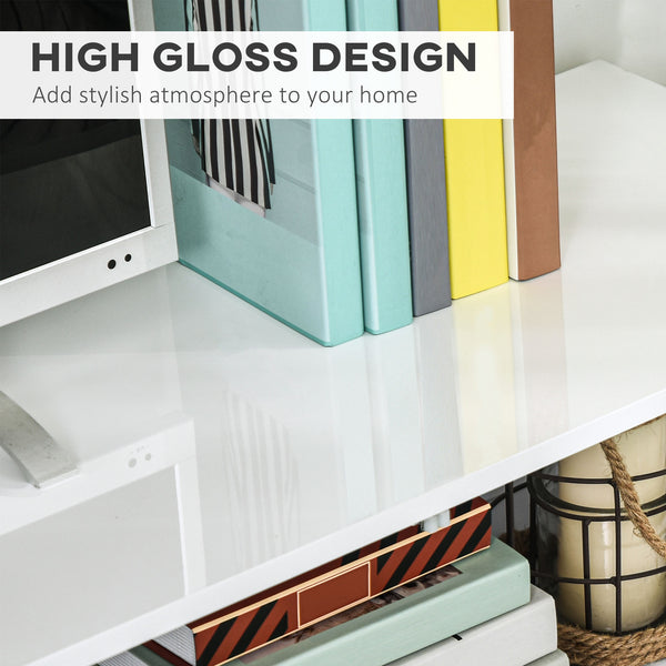 Illuminated TV stand for TVs up to 75 inches, glossy white