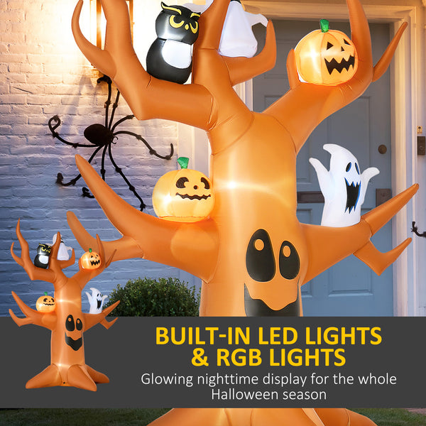 9ft Halloween Inflatable Haunted Tree with Pumpkins, Ghosts and Cat, LED Display