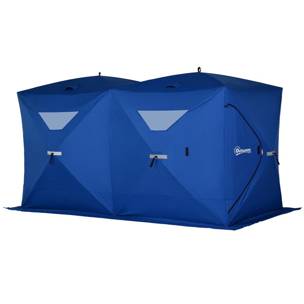 Foldable ice fishing shelter for 5 to 8 people, portable ice fishing tent, blue
