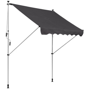 6.6'x5' Manual Retractable Patio Awning Window Door Sun Shade Deck Canopy Shelter Water Resistant UV Protector Grey