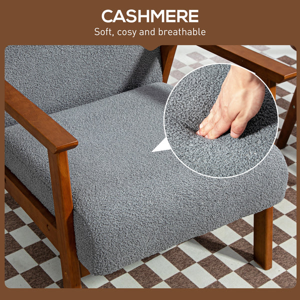 Living room armchair with wide seat and thick padding, gray