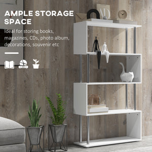 5-Tier Geometric Wooden Bookcase, White