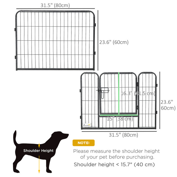 Heavy-duty metal dog playpen with built-in door and 12 panels