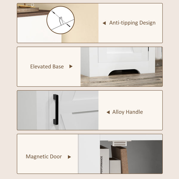 Farmhouse Style Accent Cabinet with Adjustable Shelf, White