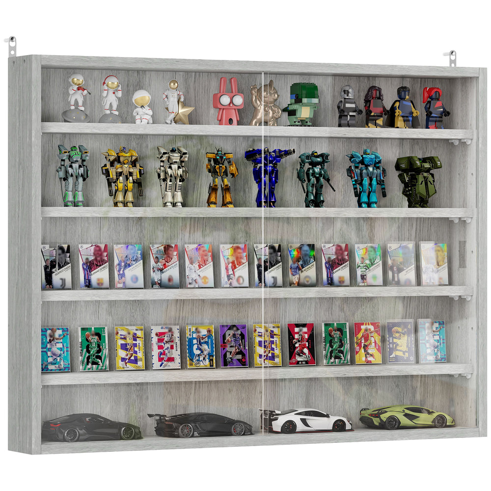 Display case for your collectible figurines with 5 levels, gray