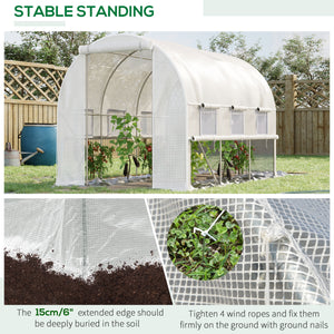 Tunnel greenhouse with roll-up side panels, high-quality polyethylene cover, white