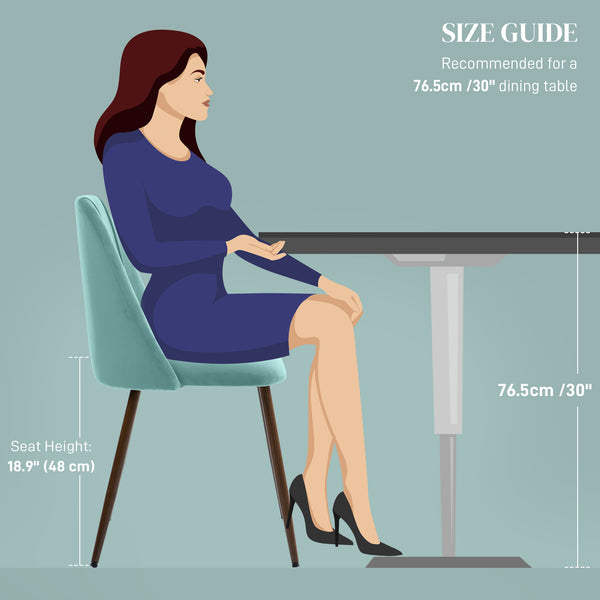 Set of 4 velvet upholstered chairs with steel backrest and legs, light green