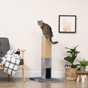 79cm High Cat Tree with Hanging Balls, Grooming Brushes and Stable Base, Grey
