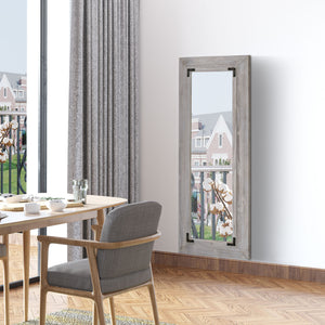 Full length mirror, wall mount and tilted floor mirror, gray