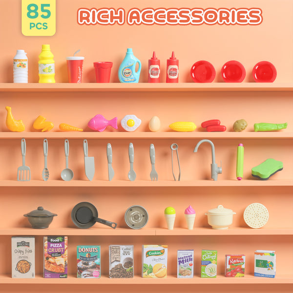 Qaba Kids Kitchen with Sounds, Lights and Accessories, Green