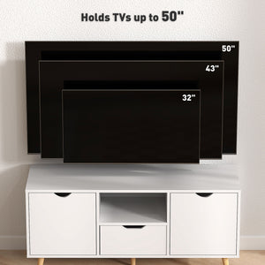 TV stand with storage for TVs up to 50 inches, white