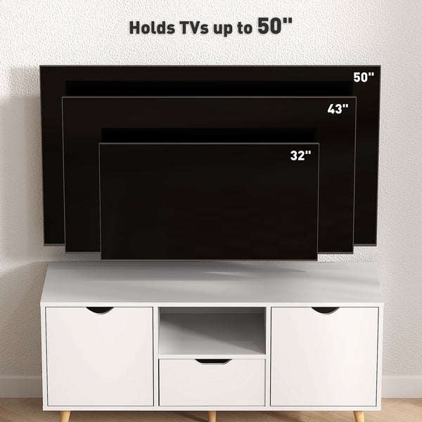 TV stand with storage for TVs up to 50 inches, white