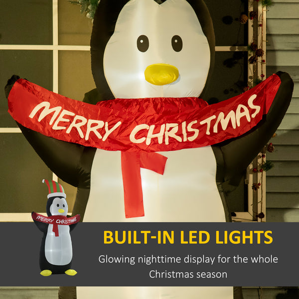 8ft Inflatable Christmas Penguin with LED Lights