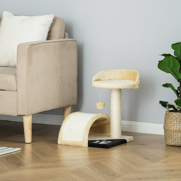 43cm Cat Tree with Hanging Toy, Beige 