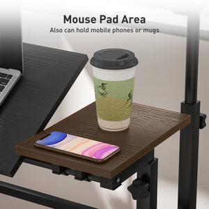 Height and tilt adjustable mobile desk, black