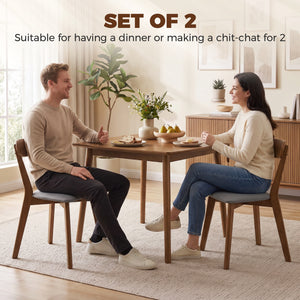 Wooden dining chairs, grey and brown, set of 2