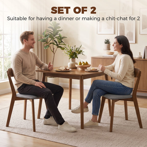 Wooden dining chairs, grey and brown, set of 2
