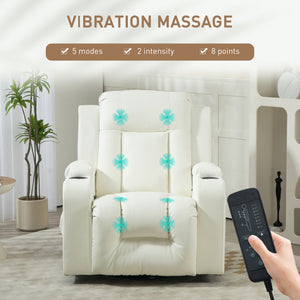 Cream White Swivel Massage Rocking Chair