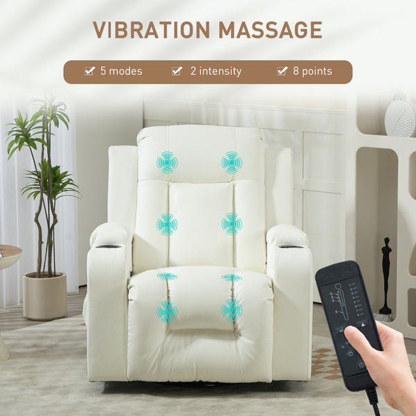 Cream White Swivel Massage Rocking Chair