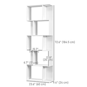 5-Tier S-Shaped Geometric Bookcase, White