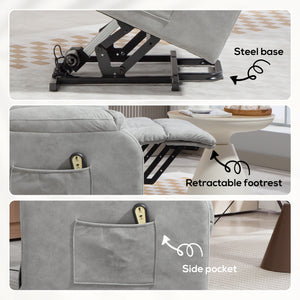Lift Chair for Seniors, Microfiber Electric Recliner with Remote Control, Light Grey