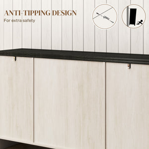 Rustic Sideboard with Adjustable Shelves for Living Room, Dining Room and Entryway, White Wood Grain