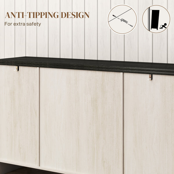 Rustic Sideboard with Adjustable Shelves for Living Room, Dining Room and Entryway, White Wood Grain