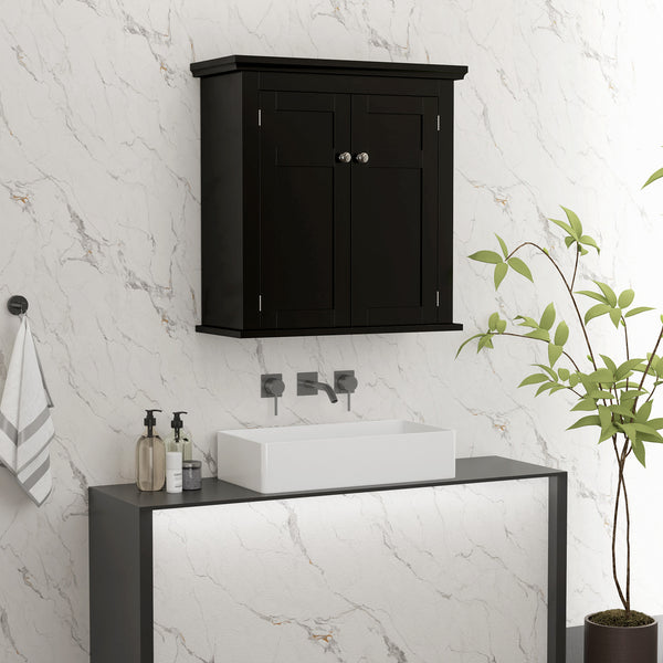 Bathroom cabinet with adjustable shelves, black