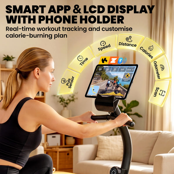 Bluetooth recumbent exercise bike, 8 resistance levels