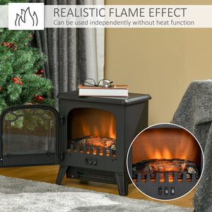 Freestanding Electric Fireplace with Realistic Flame Effect 750W/1500W, Black