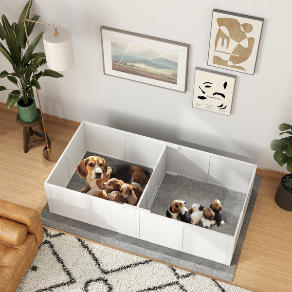 Whelping box with adjustable and removable door