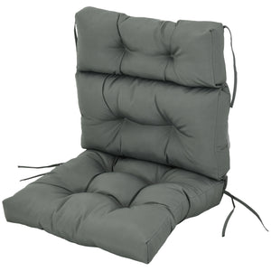 Replacement Cushion for Outdoor Patio Chair, Tufted Cushion with Thick Filling and Rope Ties, Dark Grey