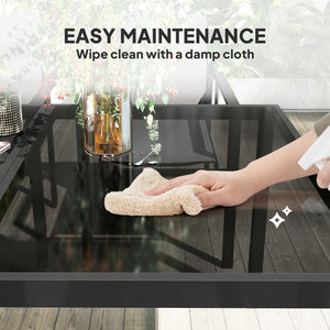 5-Piece Patio Dining Set with 4 Stackable Chairs, Tempered Glass Top and Rust-Proof Metal Frame