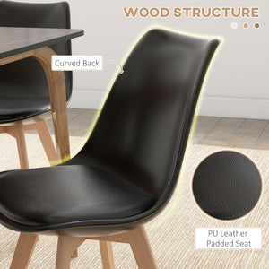 Set of 4 rubberwood chairs with PU leather cushions 