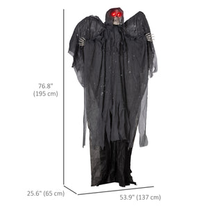 Life-Size Grim Reaper 6.4ft Winged Animated Outdoor Halloween Decoration with Light-Up Eyes