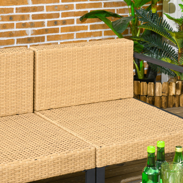 6 Piece Wicker Garden Furniture Set with Sofa, Armchair, Stool, Table, Cushions,