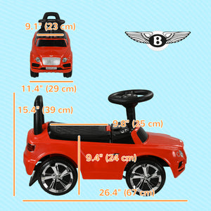 Bentley Bentayga Toddler Car with Horn and Music, Under Seat Storage, Red