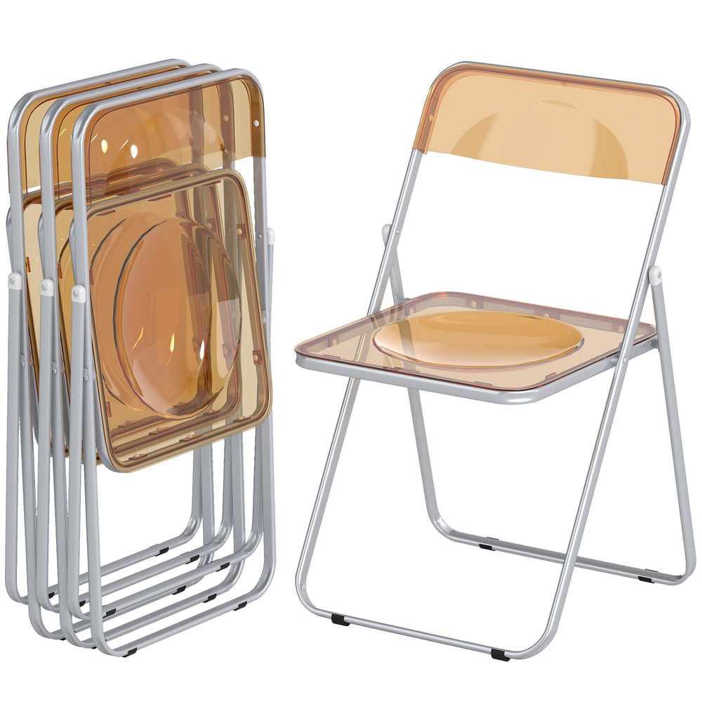 Set of 4 transparent acrylic folding chairs