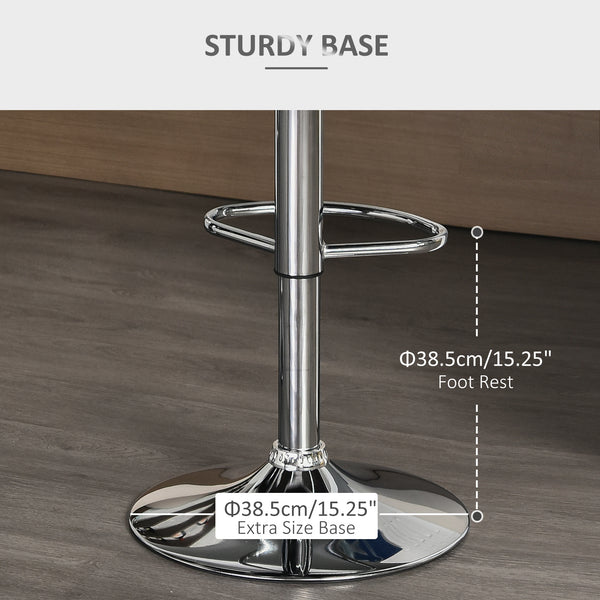 Set of 2 Adjustable Height Swivel Bar Stools with Footrest, Black