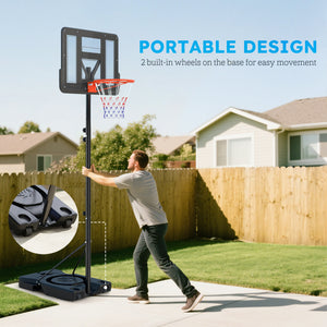 1.4-3m Portable Basketball Hoop with Wheels and 109cm Backboard