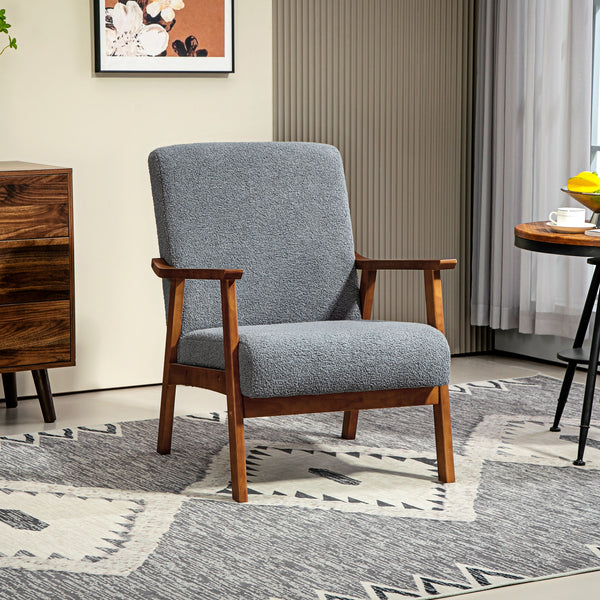 Living room armchair with wide seat and thick padding, gray